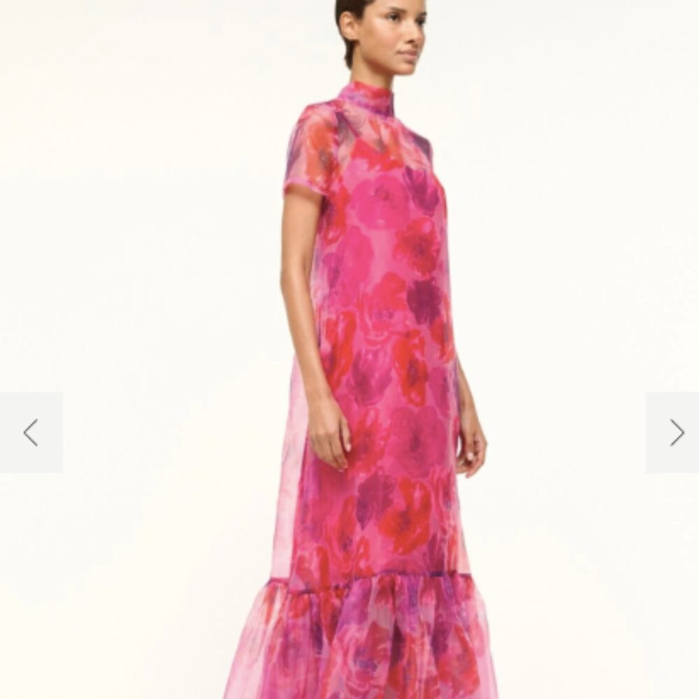 Staud Calluna Dress Magenta Painted Floral